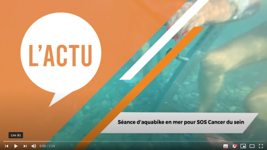 Séance d'aquabike en mer pour SOS Cancer du Sein